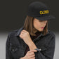 CLOSER five panel cap in black, yellow stitch — BLUE SICKS OPERATOR