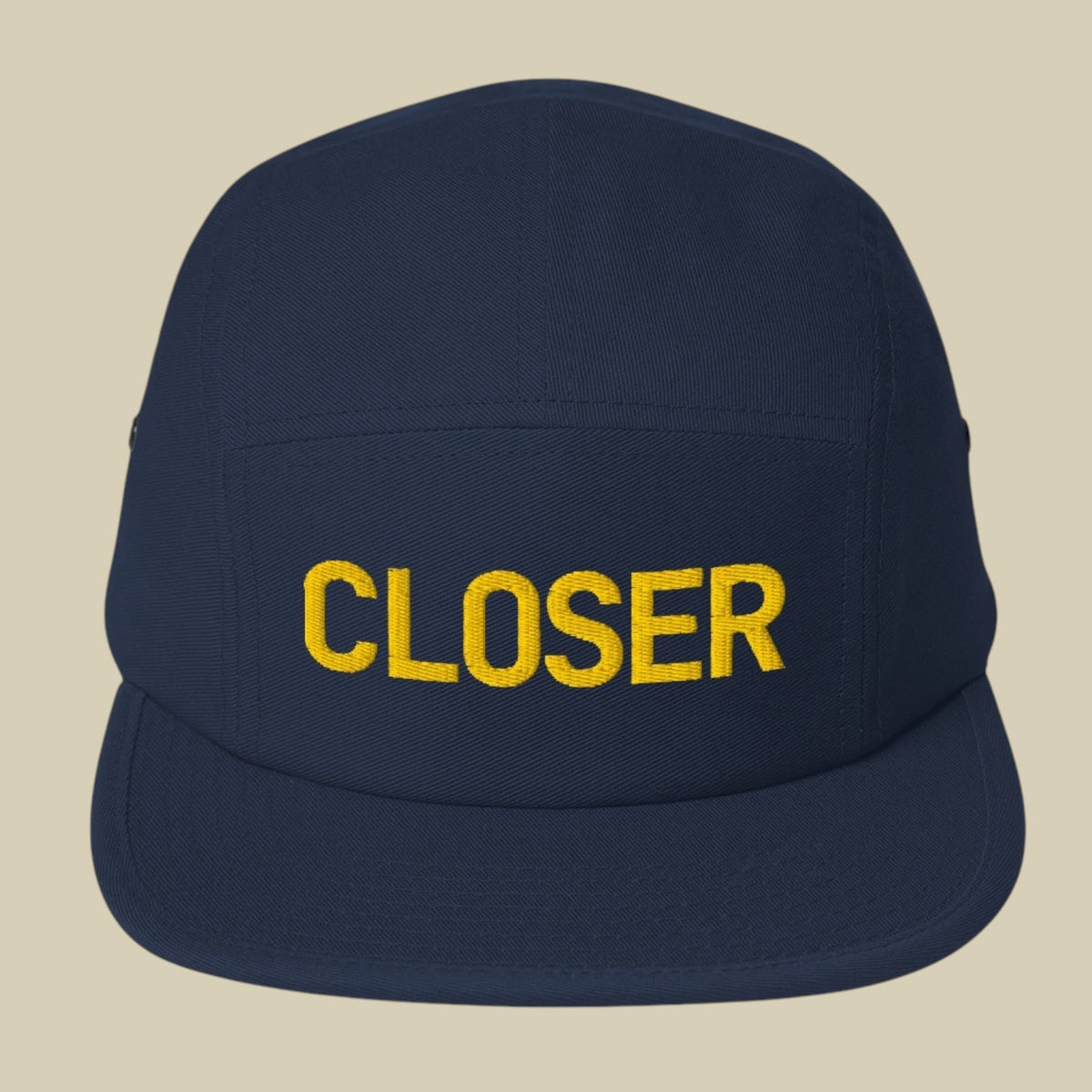 CLOSER · Five Panel Cap · Yellow Stitch