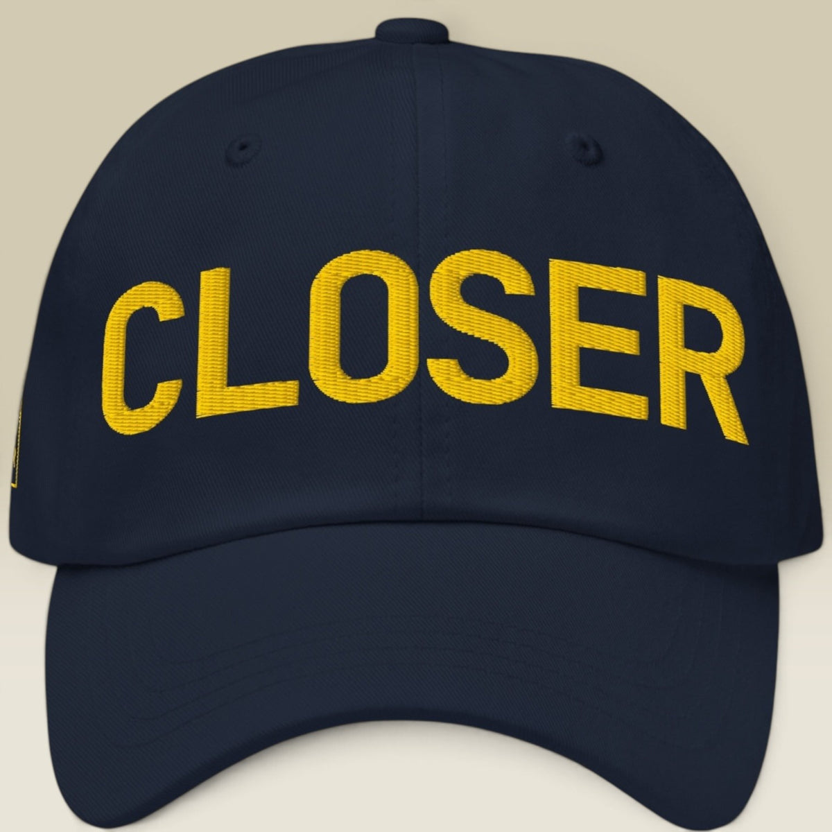 CLOSER · Low Profile Hat · Yellow Stitch