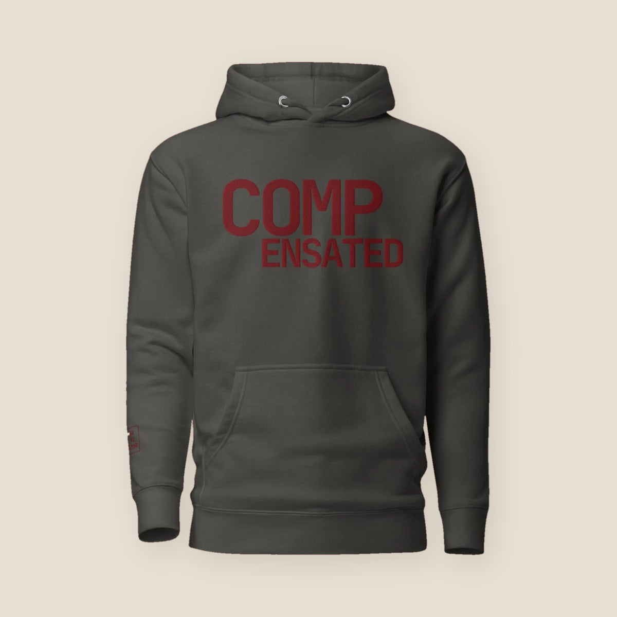 COMPENSATED · Unisex Hoodie · Ox Blood Stitch