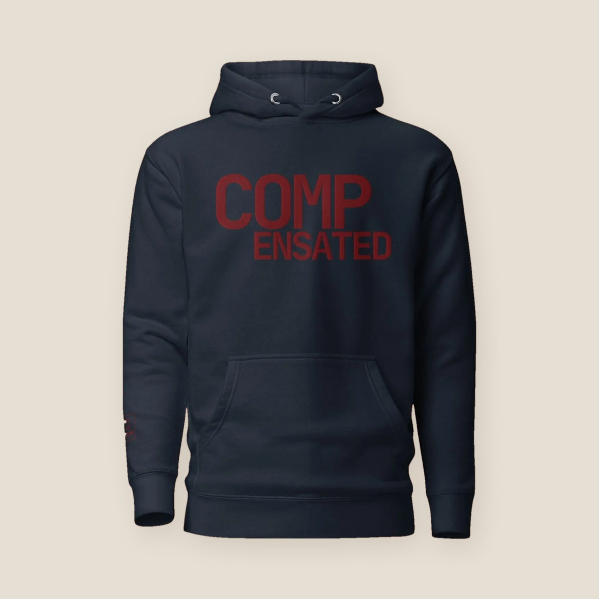 COMPENSATED · Unisex Hoodie · Ox Blood Stitch