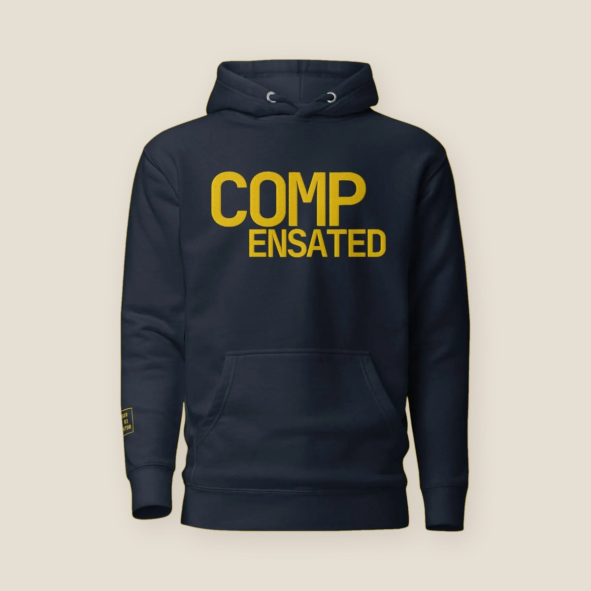 COMPENSATED · Unisex Hoodie · Yellow Stitch