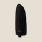 DØM black crewneck, side view with CLOSER NO. 01 OPERATOR sleeve tag