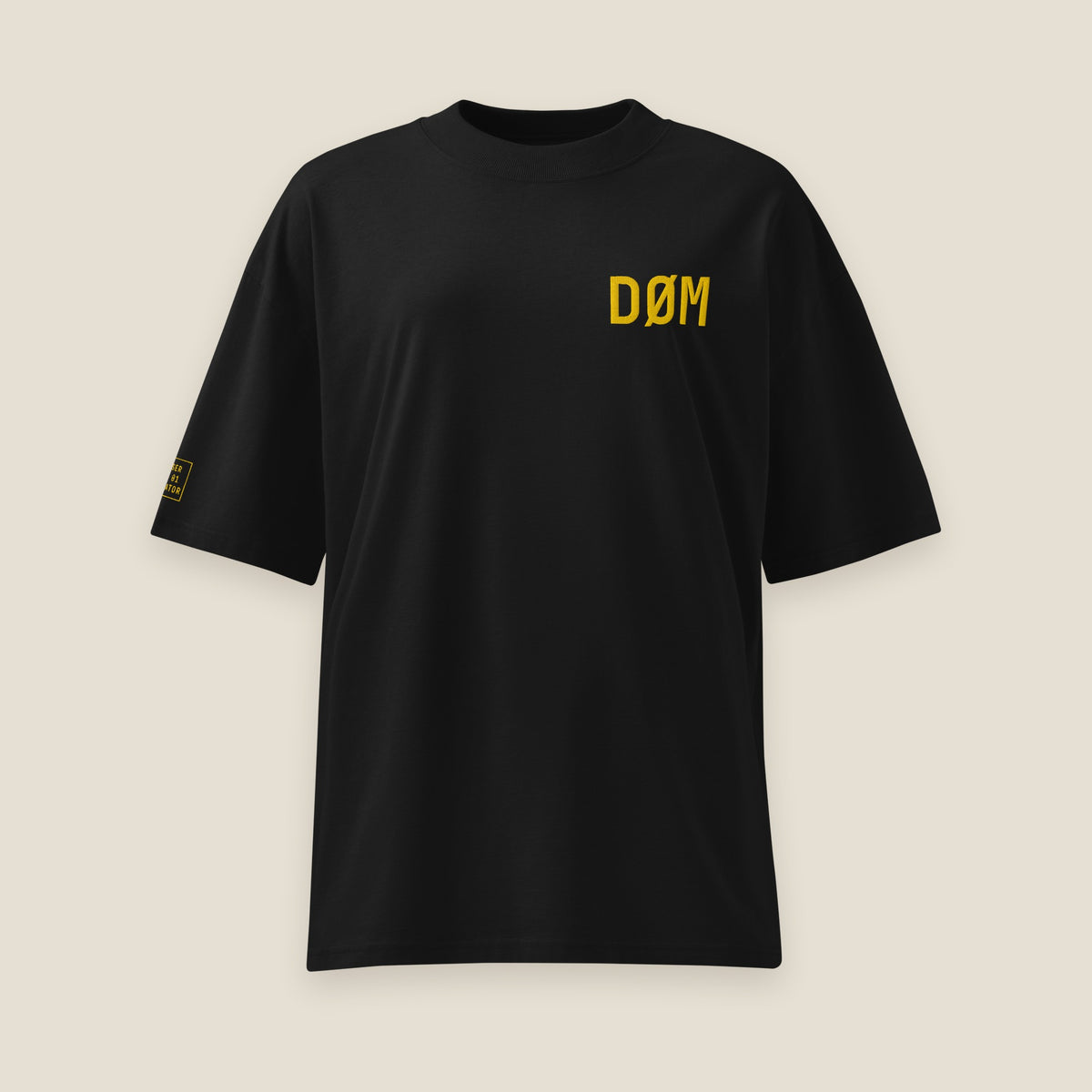 DØM black tee, front