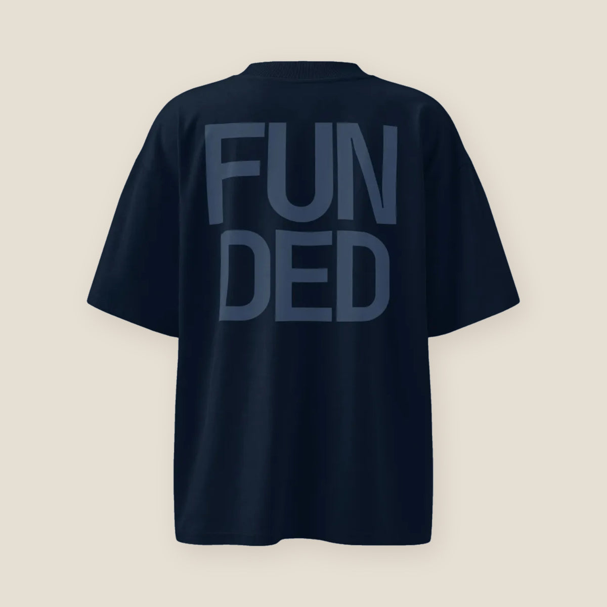 FUNDED · Unisex Organic · Oversized High Neck Tee · Navy