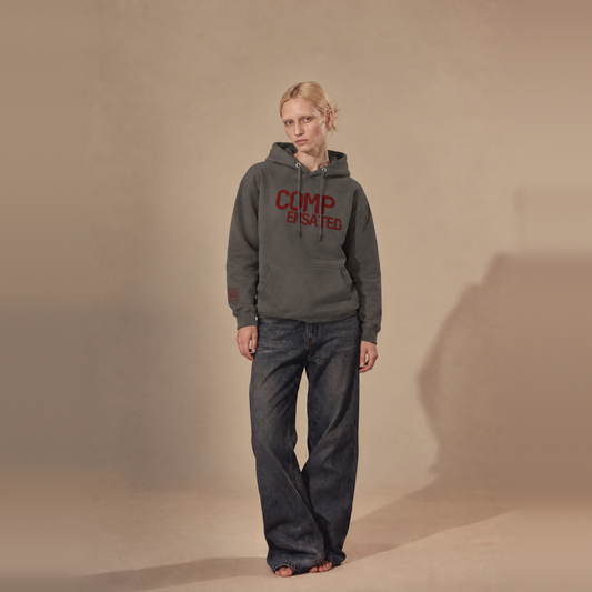 COMPENSATED · Unisex Hoodie · Ox Blood Stitch