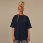 FUNDED · Unisex Organic · Oversized High Neck Tee · Navy