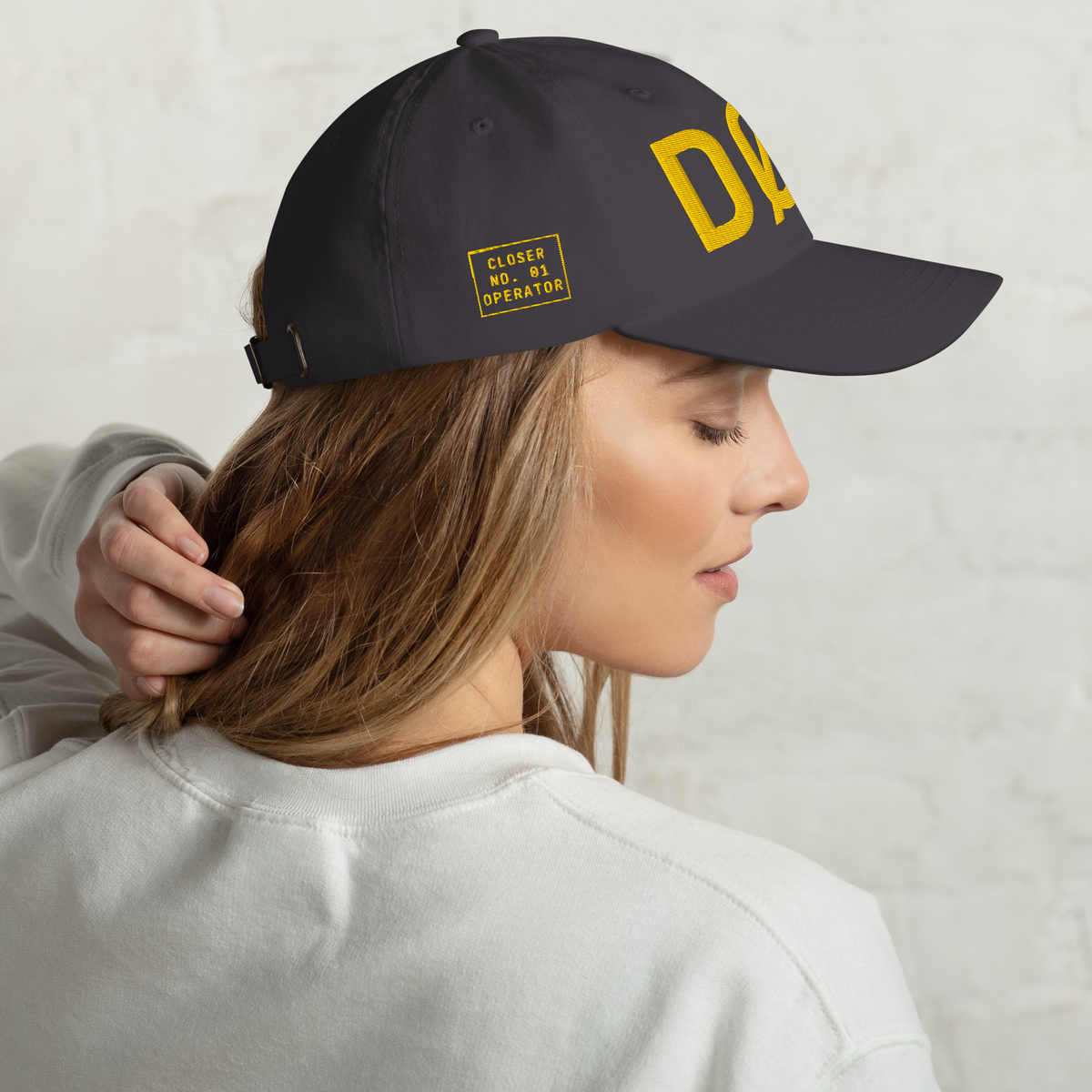 DØM low profile hat, yellow stitch — BLUE SICKS OPERATOR