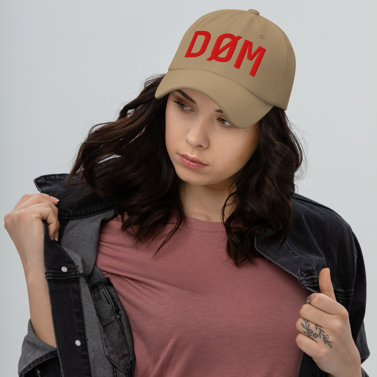 DØM low profile hat in khaki, red stitch — BLUE SICKS OPERATOR