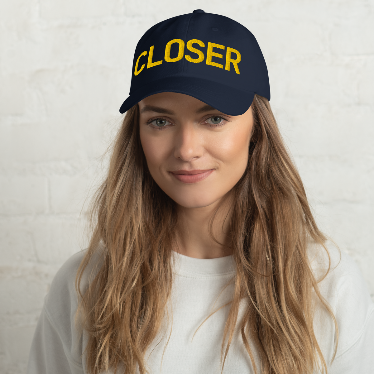 CLOSER low profile hat in navy, yellow stitch — BLUE SICKS OPERATOR
