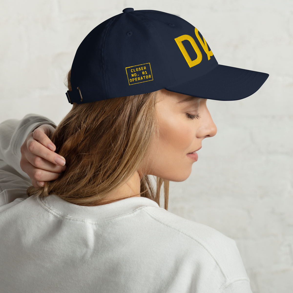 DØM low profile hat, yellow stitch — BLUE SICKS OPERATOR