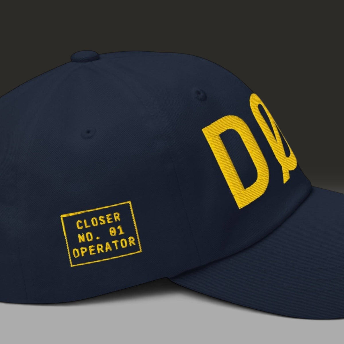 DØM snapback hat, yellow stitch — BLUE SICKS OPERATOR