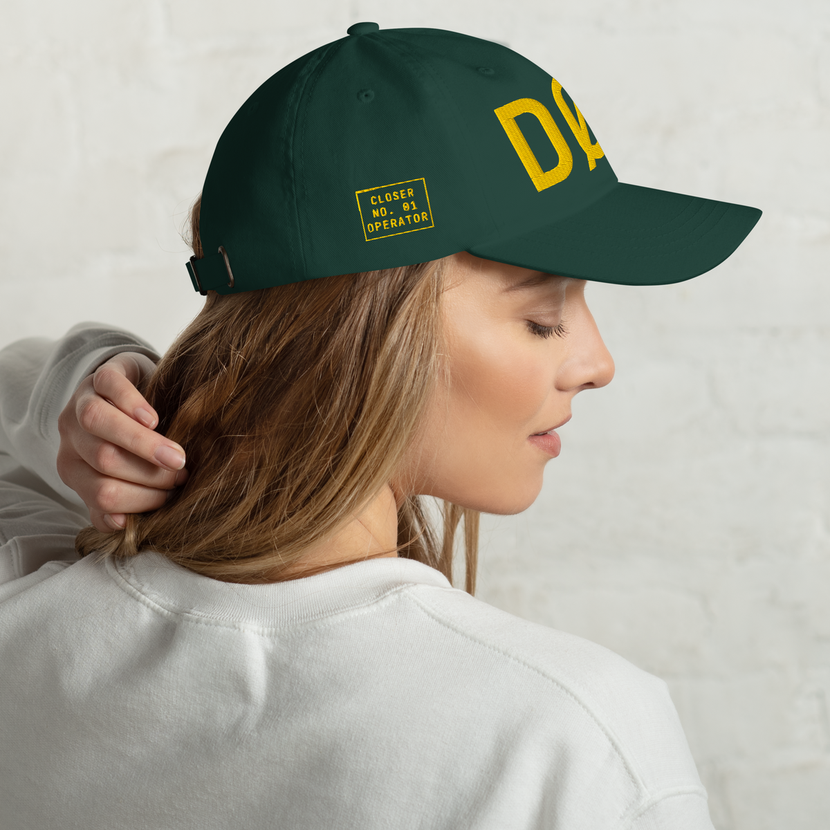 DØM low profile hat, yellow stitch — BLUE SICKS OPERATOR