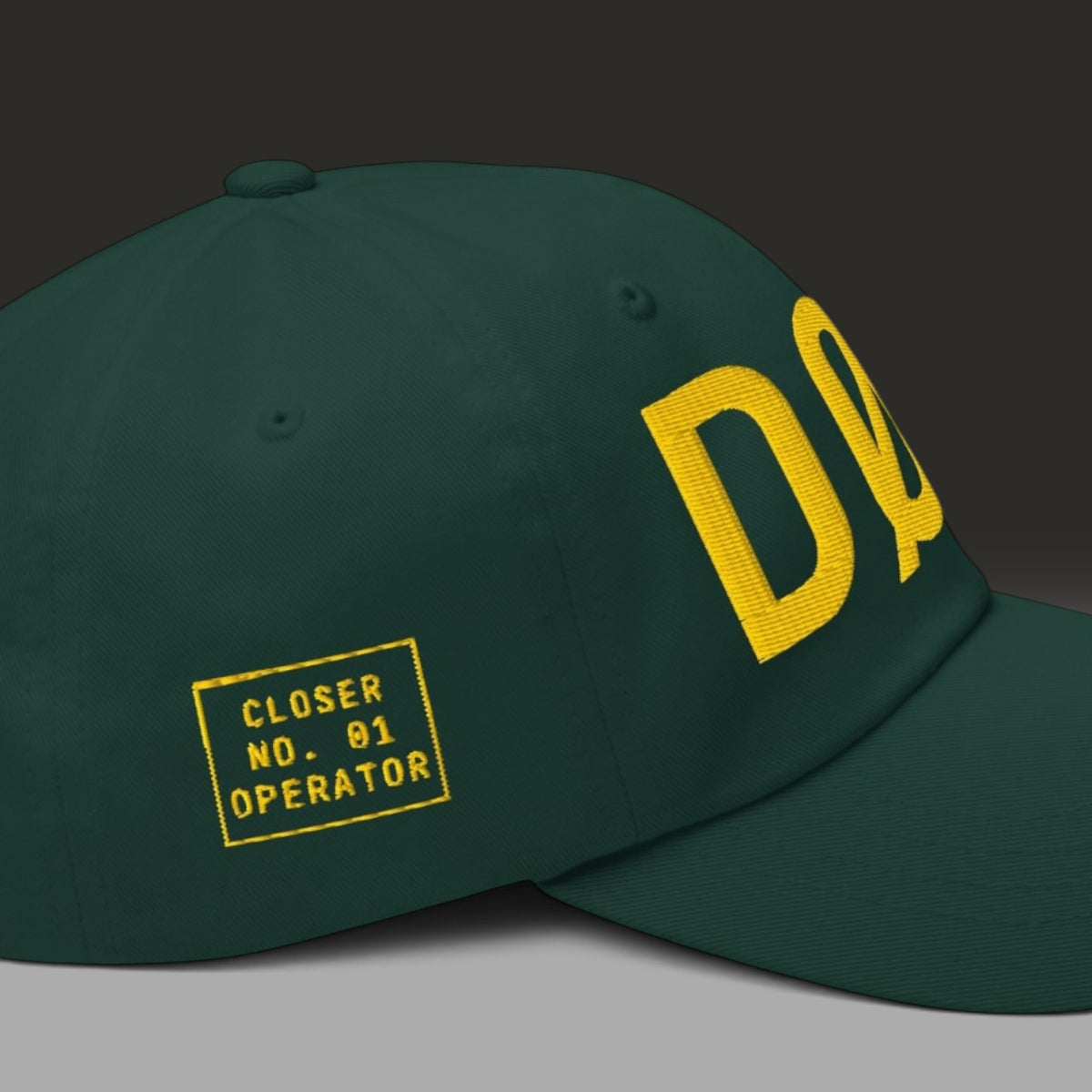 DØM snapback hat, yellow stitch — BLUE SICKS OPERATOR