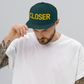 CLOSER snapback hat in spruce, yellow stitch — BLUE SICKS OPERATOR