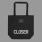 CLOSER organic cotton tote bag in black — BLUE SICKS OPERATOR