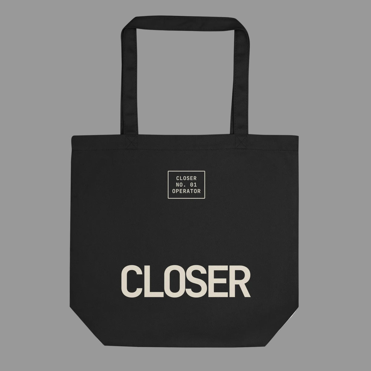 CLOSER organic cotton tote bag in black — BLUE SICKS OPERATOR