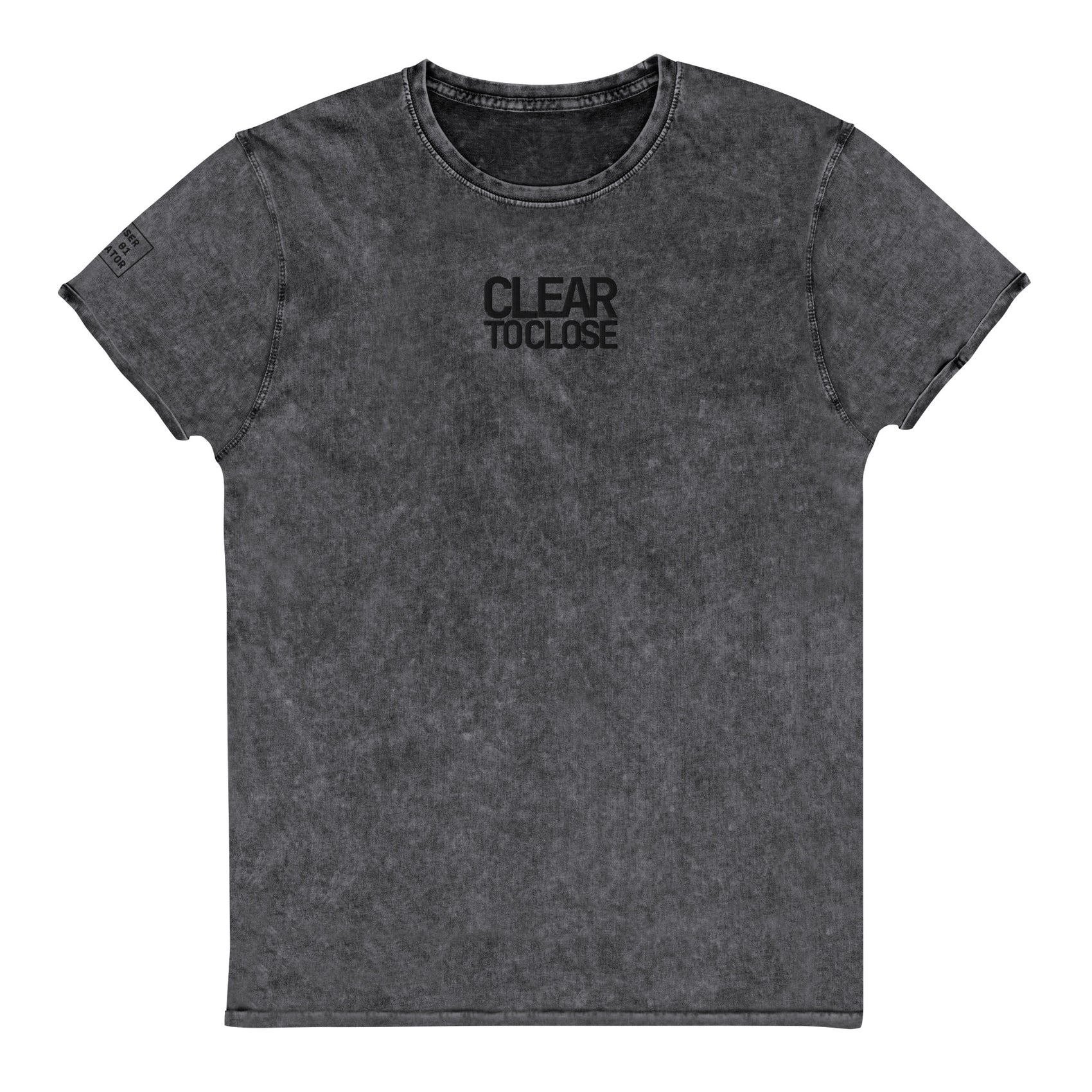 CLEAR TO CLOSE · Embroidered Denim Tee · Charcoal