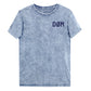 DØM embroidered mineral-wash denim tee in Blue — front view, embroidered · Closer Capsule No. 01 · Blue Sicks