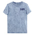 DØM embroidered mineral-wash denim tee in Blue — front view, embroidered · Closer Capsule No. 01 · Blue Sicks