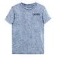 LOCKED. embroidered mineral-wash denim tee in Blue — front view, embroidered · Closer Capsule No. 01 · Blue Sicks
