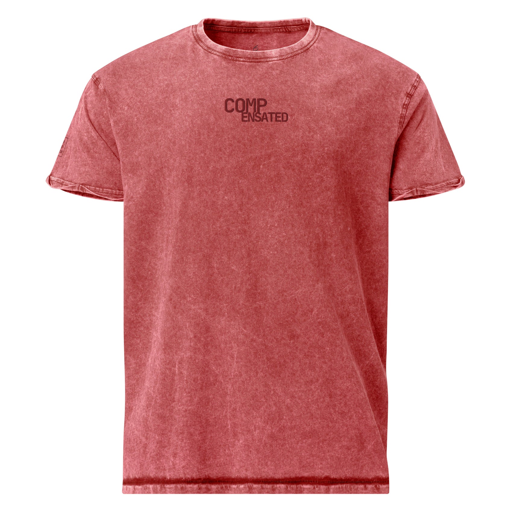 COMPENSATED · Embroidered Denim Tee · Red
