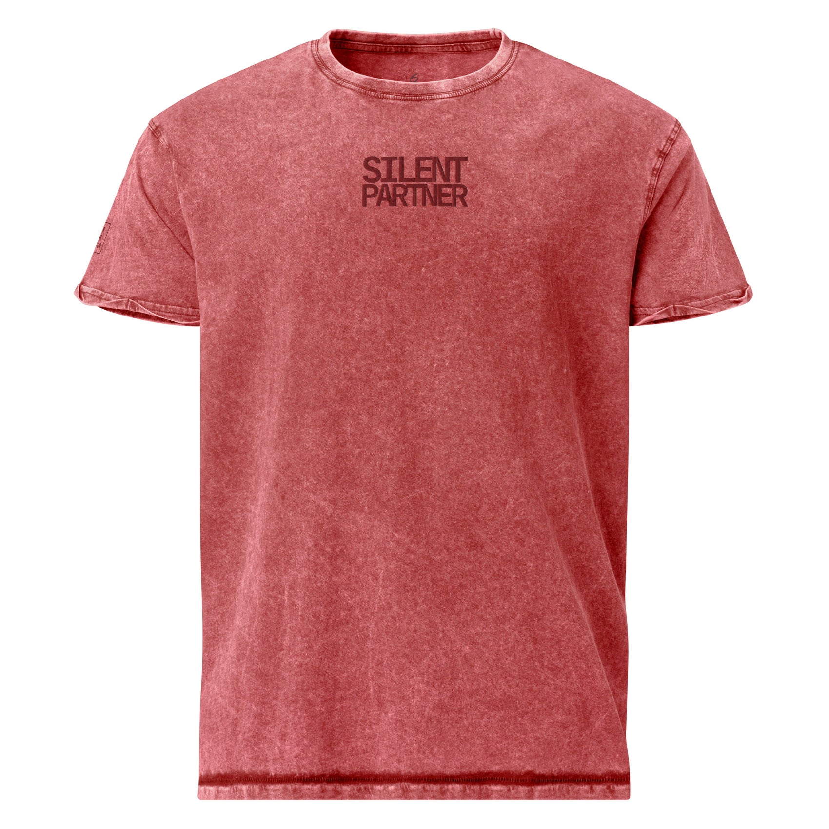 SILENT PARTNER · Embroidered Denim Tee · Red