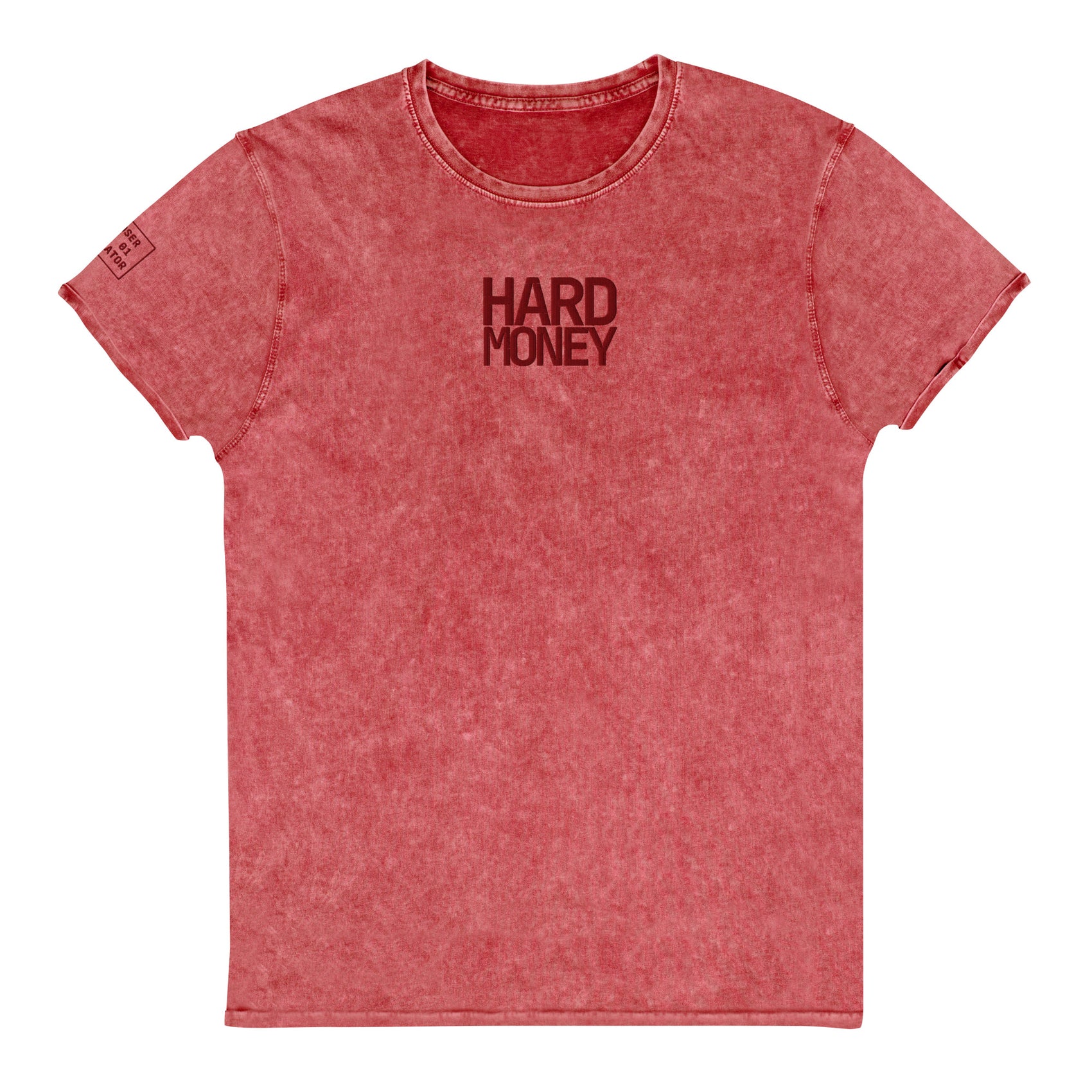 HARD MONEY · Embroidered Denim Tee · Red