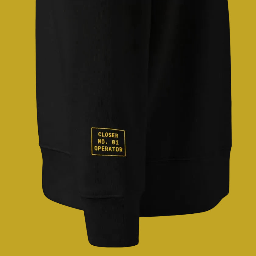 DØM · Unisex · Organic Cotton · Crewneck · Black · Yellow Stitch
