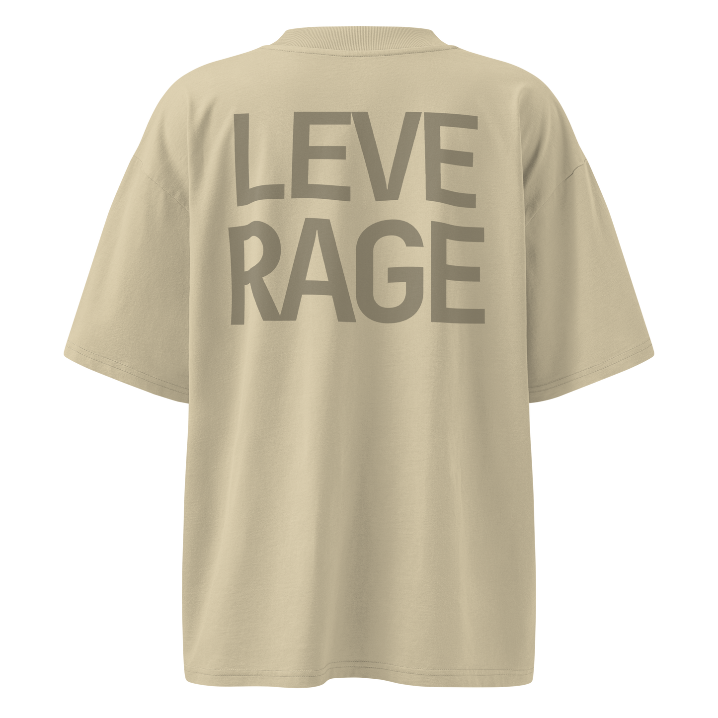 LEVERAGE · Unisex Organic · Oversized High Neck Tee · Stone