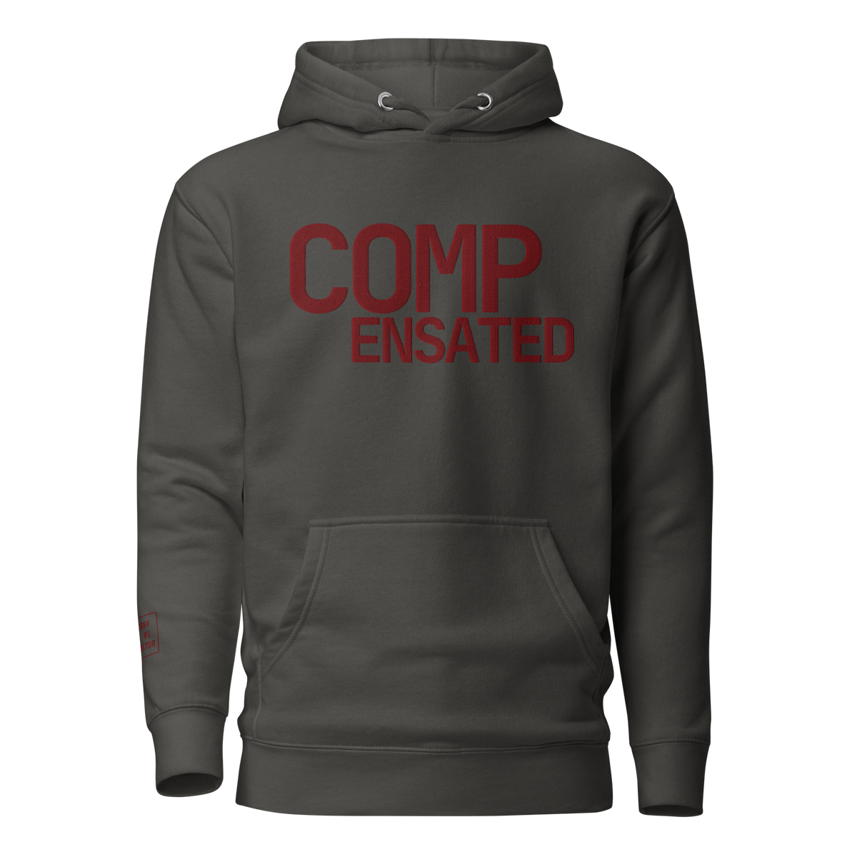 COMPENSATED · Unisex Hoodie · Ox Blood Stitch