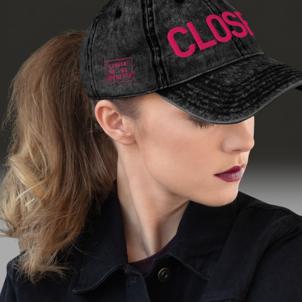 CLOSER vintage low profile hat, fuchsia stitch — BLUE SICKS OPERATOR
