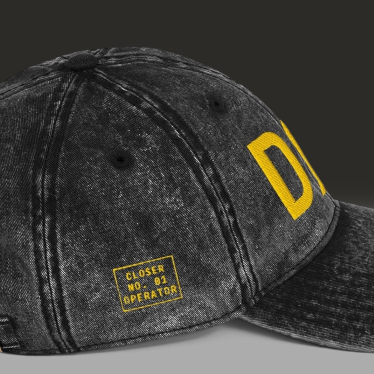 DØM vintage low profile hat, yellow stitch — BLUE SICKS OPERATOR