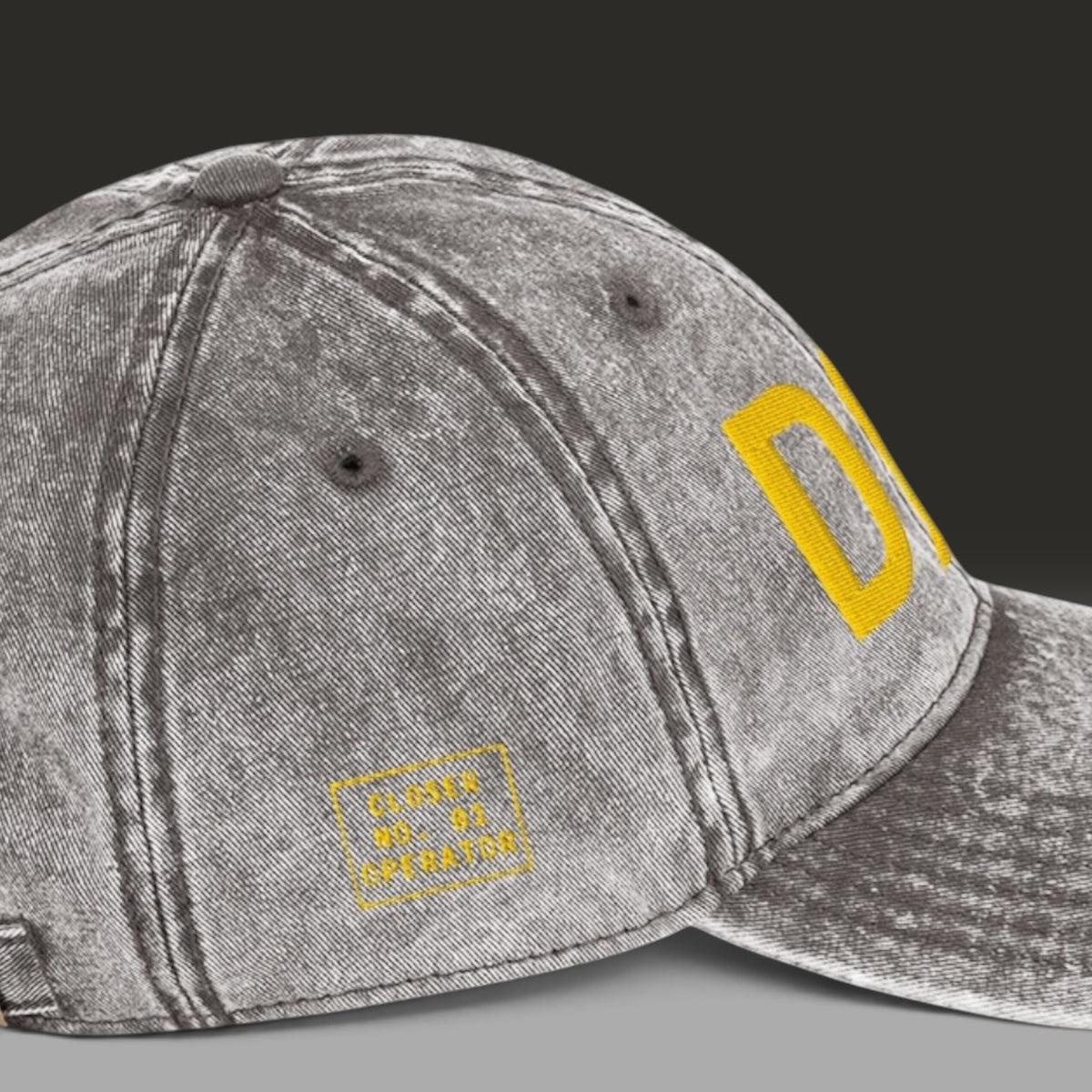 DØM vintage low profile hat, yellow stitch — BLUE SICKS OPERATOR